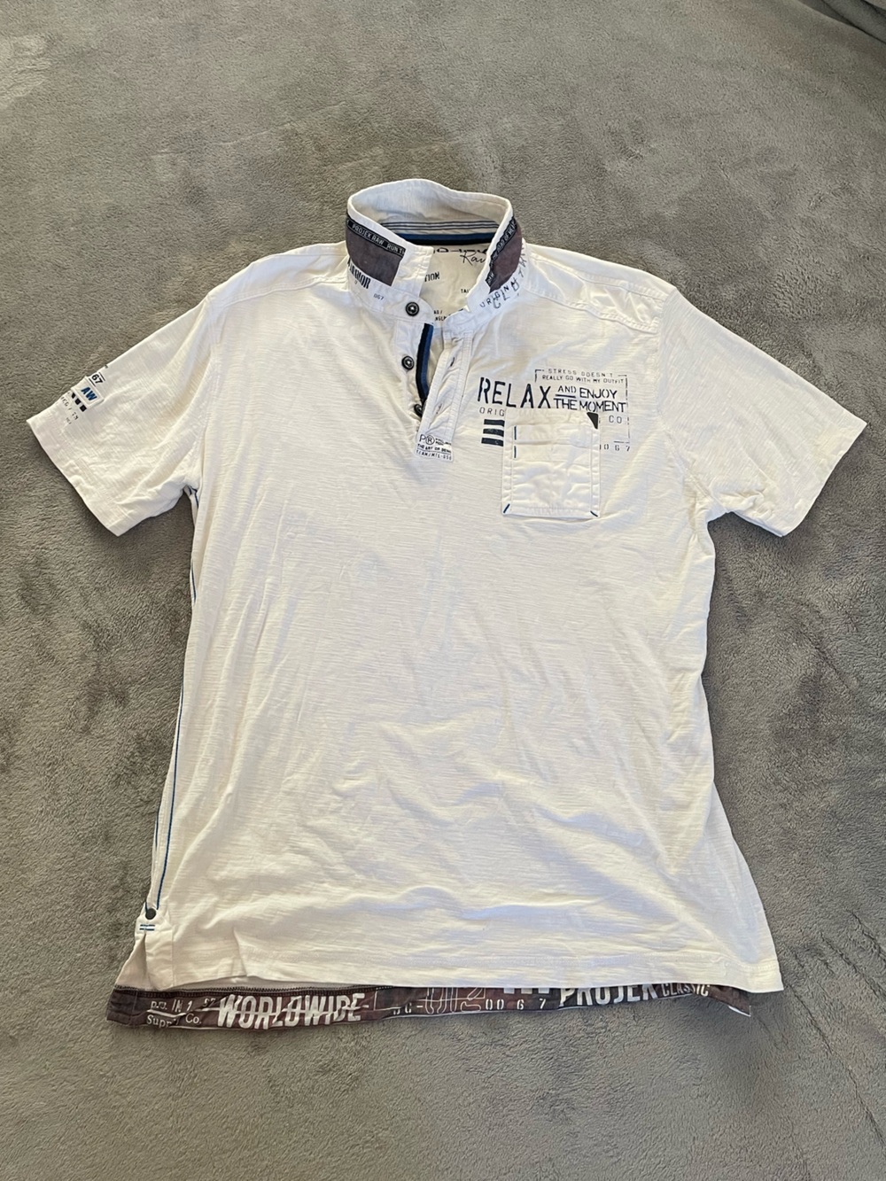 Y2K Projek Raw Men's Short Sleeve Polo Shirt Size XL Skater Graphics Streetwear